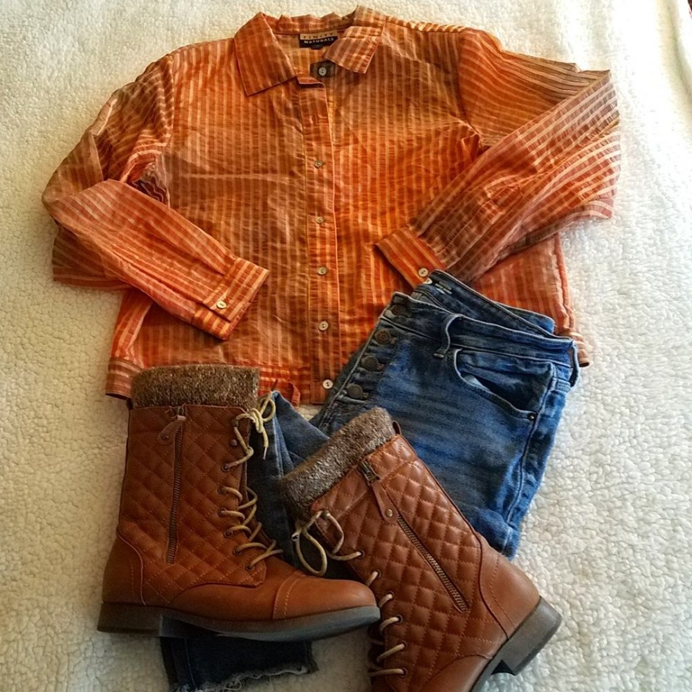 Finity Naturals Long Sleeve Button Down Blouse 14